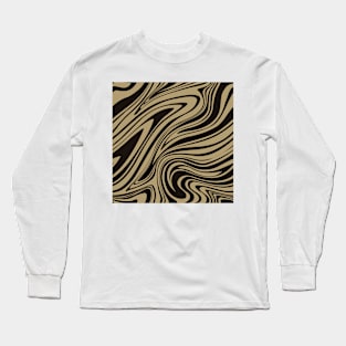 Groovy Swirling Liquid Pattern - Mocha Long Sleeve T-Shirt